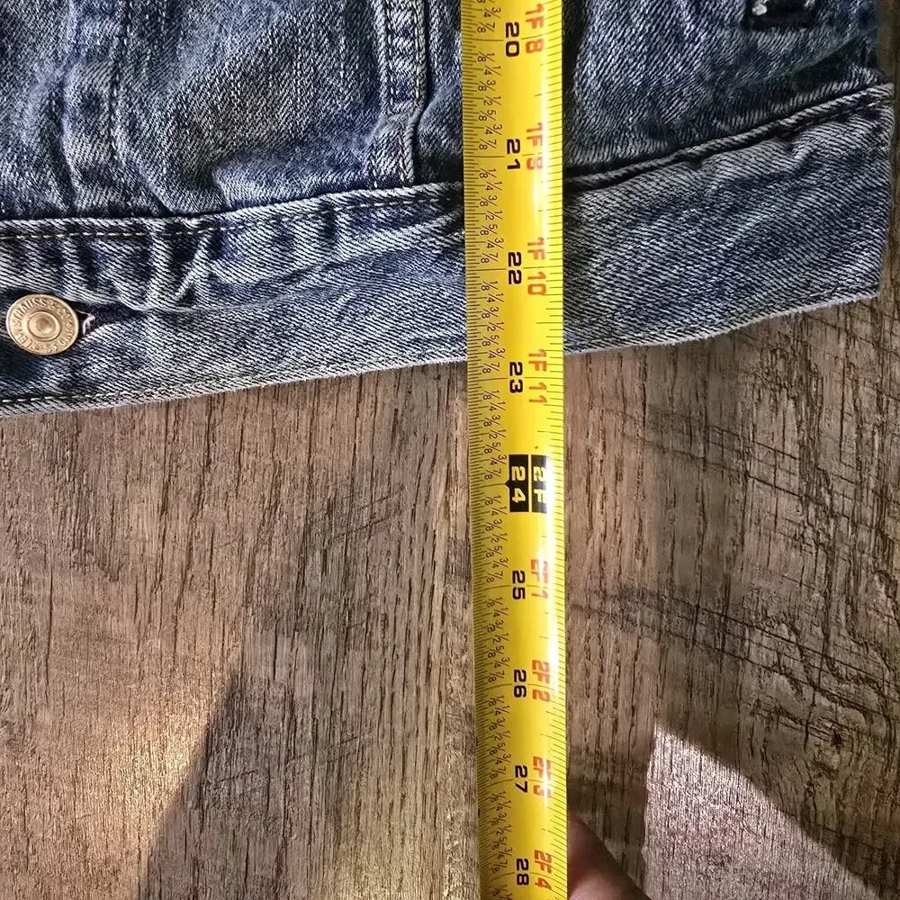 Levi's Premium Trucker Denim Jacket Mens Small Blue Button Front Red Tab Classic